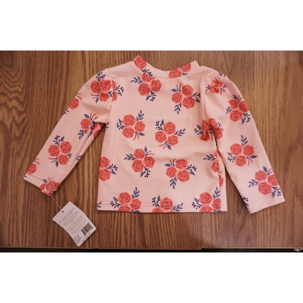 Hudson Baby Girls Swim Rashguard TOP, Pink Navy Roses 9-12 months - Picture 4 of 6